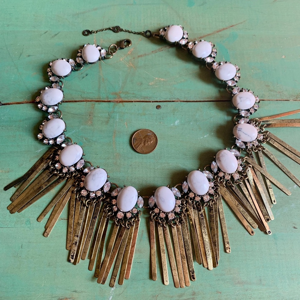 BaubleBar Fringe Crystal Antiqued Metal Statement Necklace - Nice